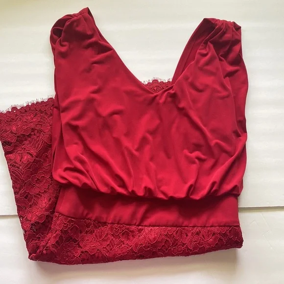 Y2K vintage Laundry by Shelli Segal red lace mini tank dress, size 2